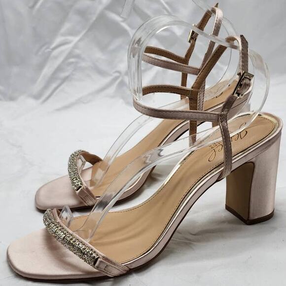 Jewel Badgley Mischka Charlee Satin Block Heel Pumps Size 8.5 - Picture 2 of 12